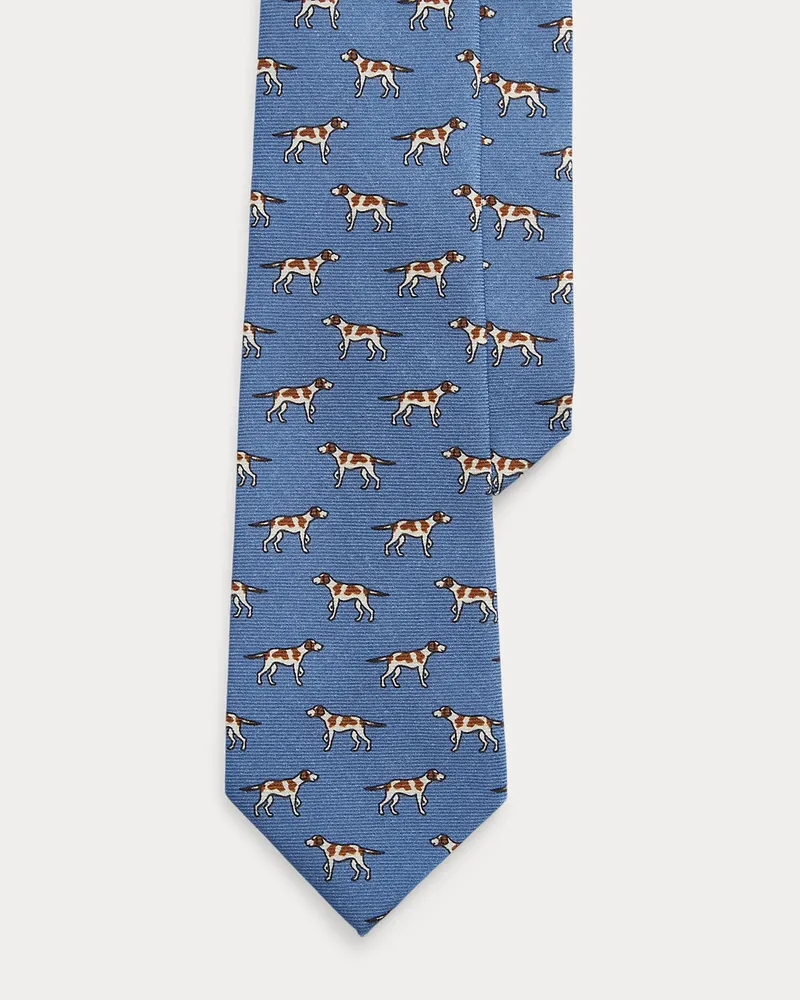 Ralph Lauren Krawatte aus Wollchallis mit Hundemuster Blue