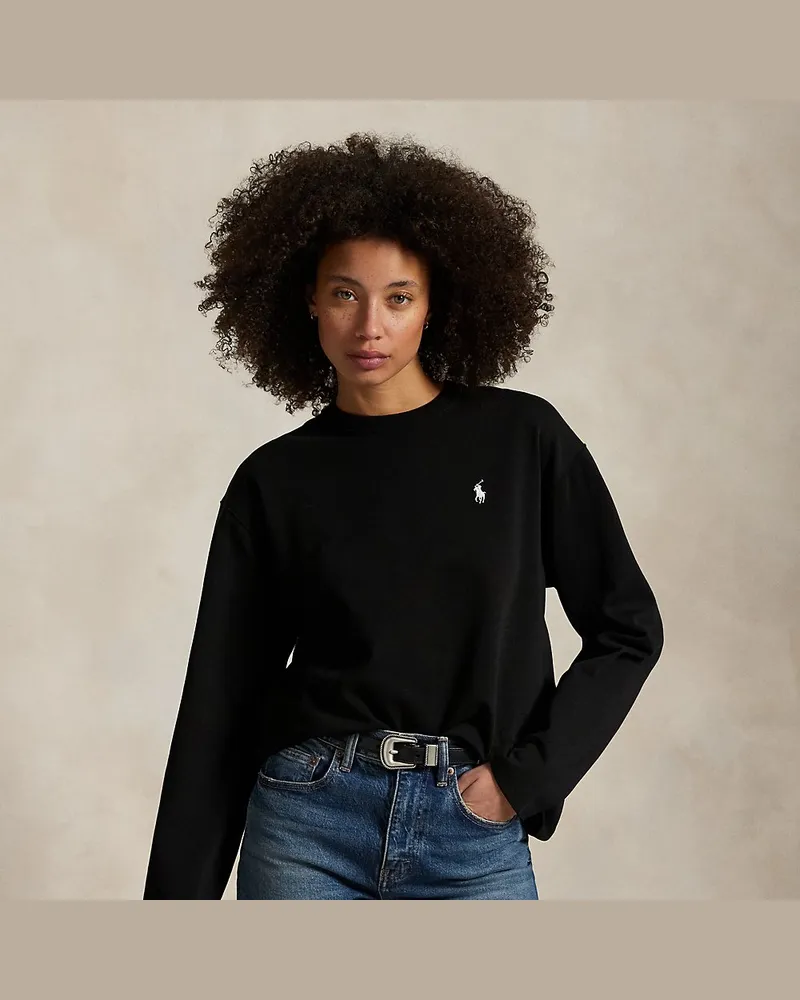 Ralph Lauren Langarm-T-Shirt aus Baumwolljersey Black