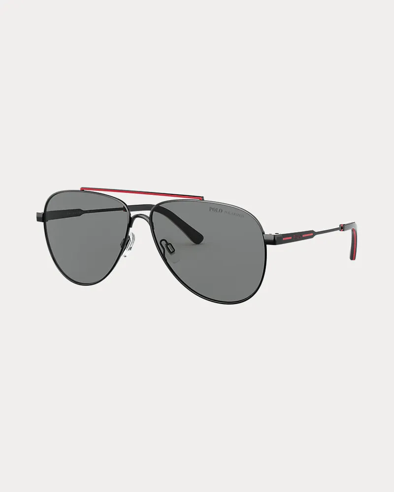 Ralph Lauren Gestreifte Pilotensonnenbrille Black