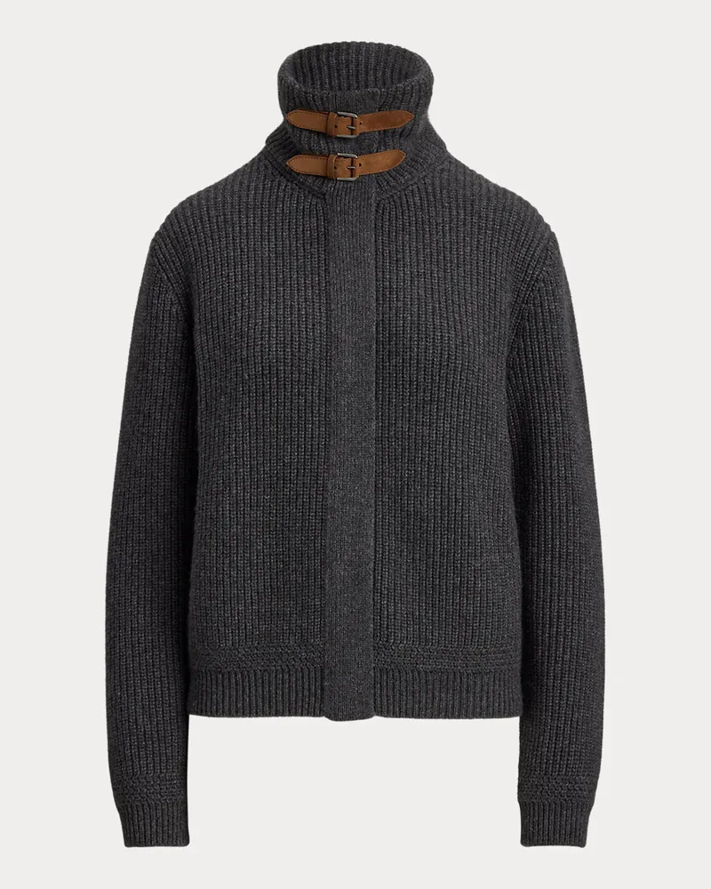 Ralph Lauren Gerippte Bomber-Strickjacke aus Kaschmir Grey