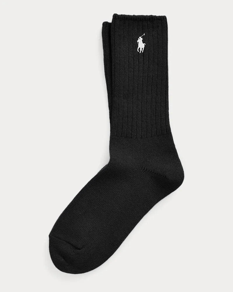 Ralph Lauren Crew-Socken mit gesticktem Pony Black