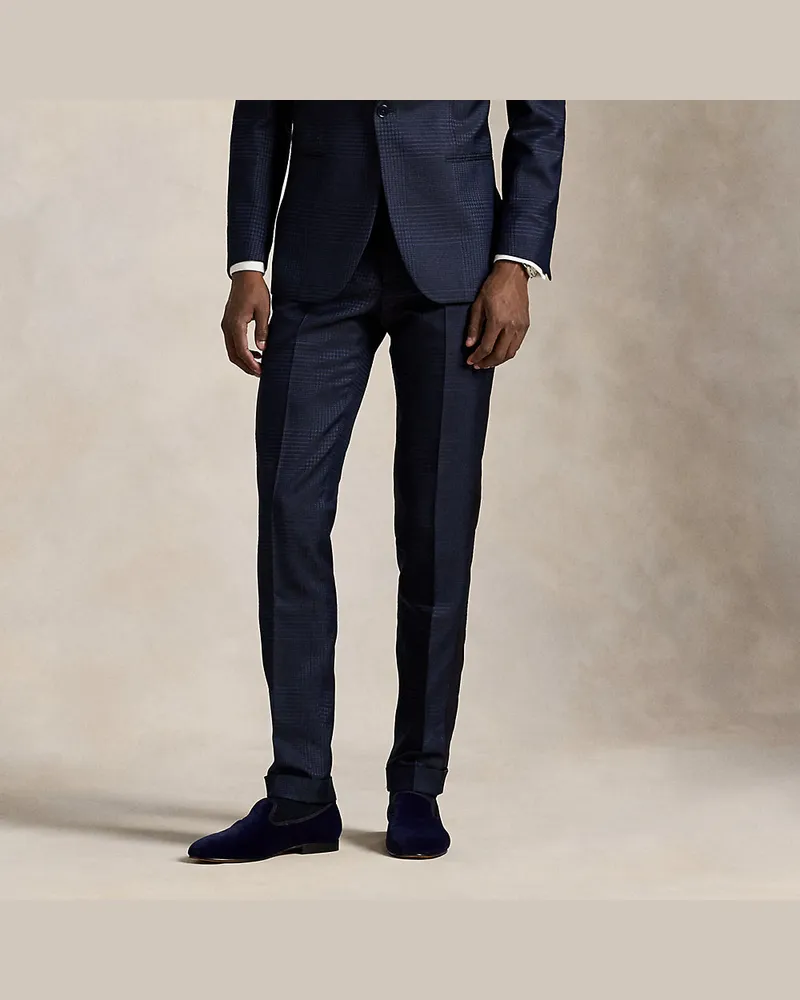 Ralph Lauren Glencheck-Smokinghose aus Seidenmischung Blue