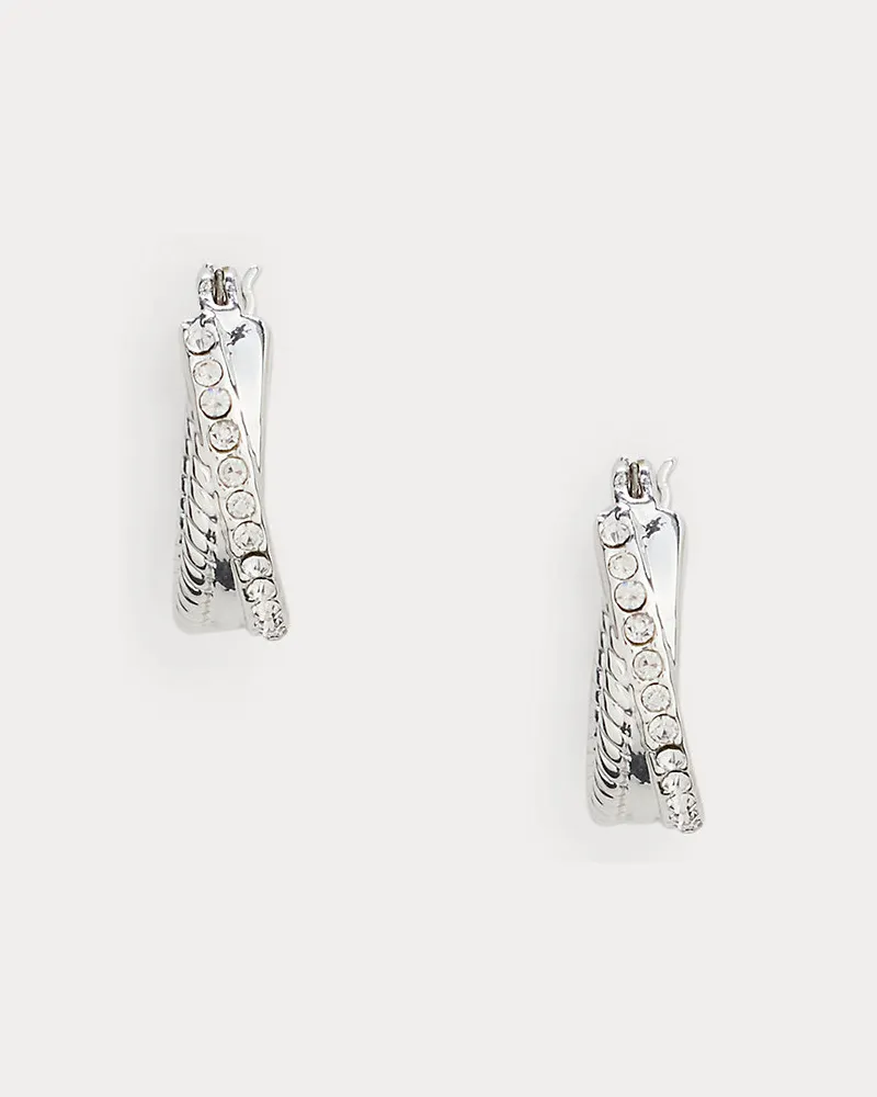 Ralph Lauren Versilberte gedrehte Pavé-Creolen Silver