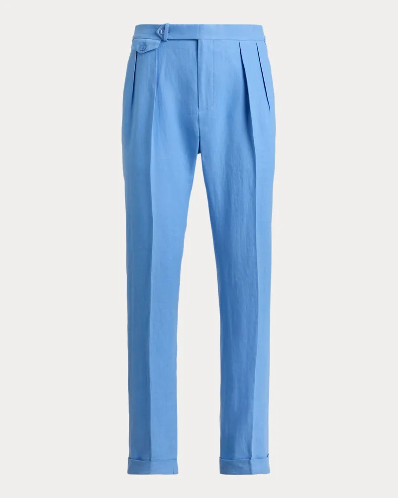 Ralph Lauren Anzughose aus Leinen mit Falten Blue