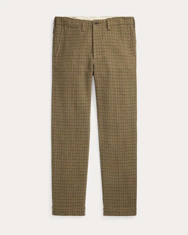 Ralph Lauren Karierte Offiziershose aus Wolltweed Tan