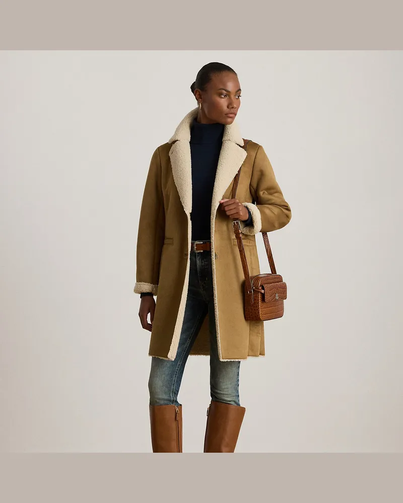 Ralph Lauren Mantel aus Kunstlammfell und -wildleder Tan