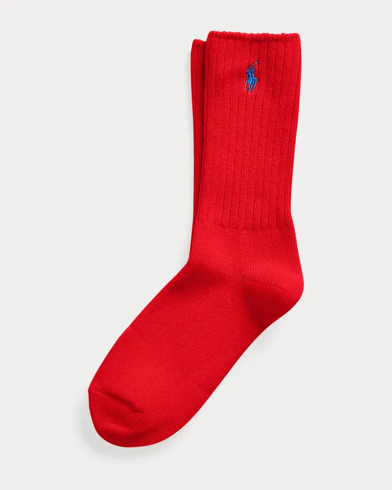 Ralph Lauren Crew-Socken mit gesticktem Pony Red