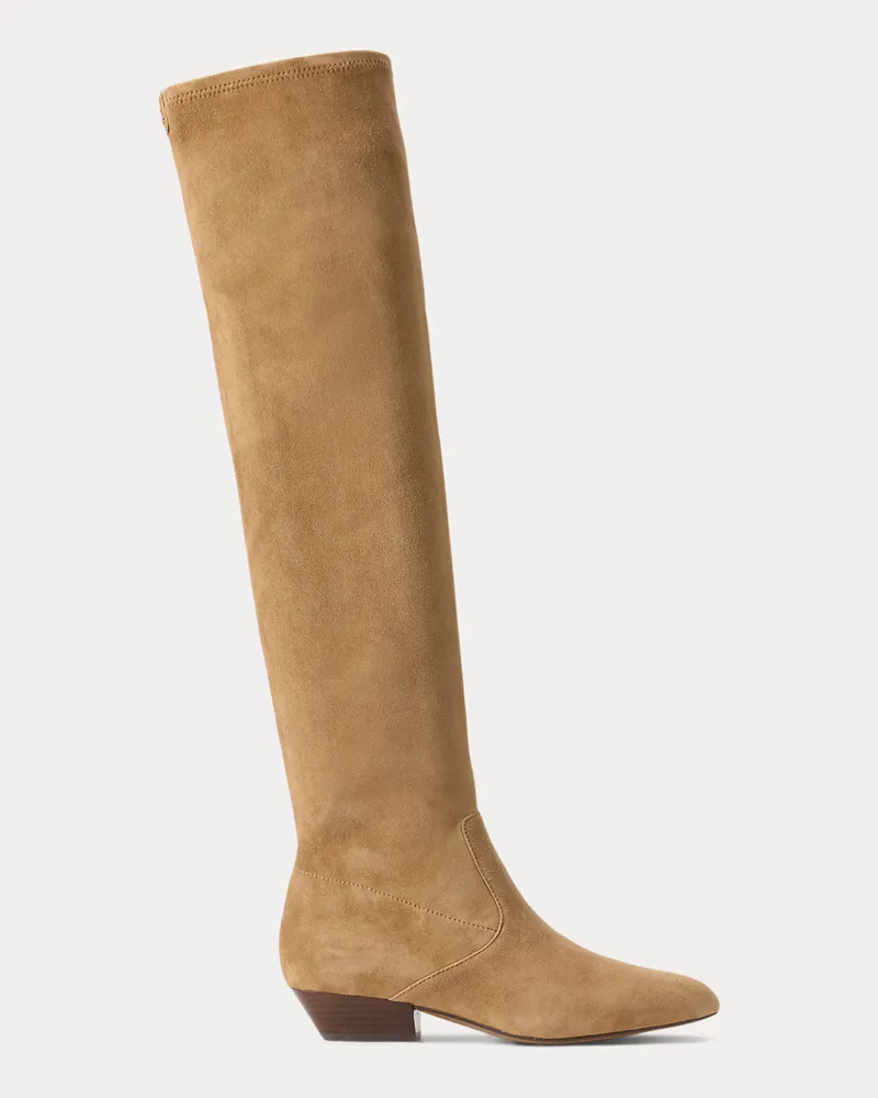 Ralph Lauren Hoher Stiefel Weslee aus Schafwildleder Tan