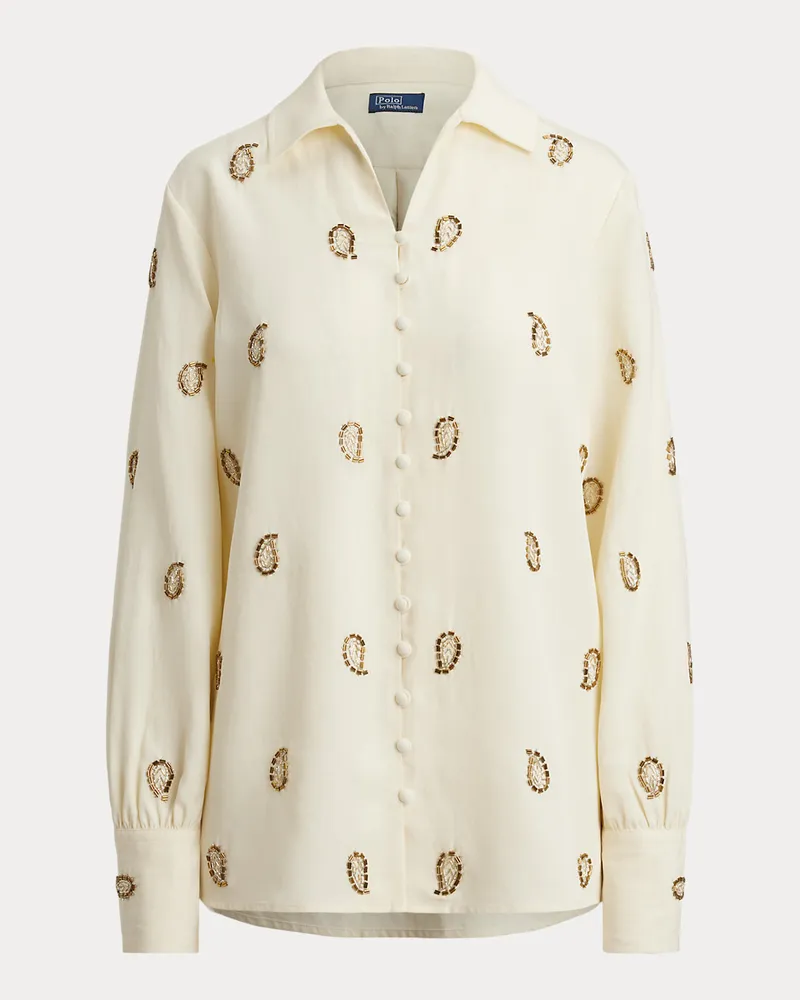 Ralph Lauren Perlen-Oberteil mit Paisley-Motiv Cream