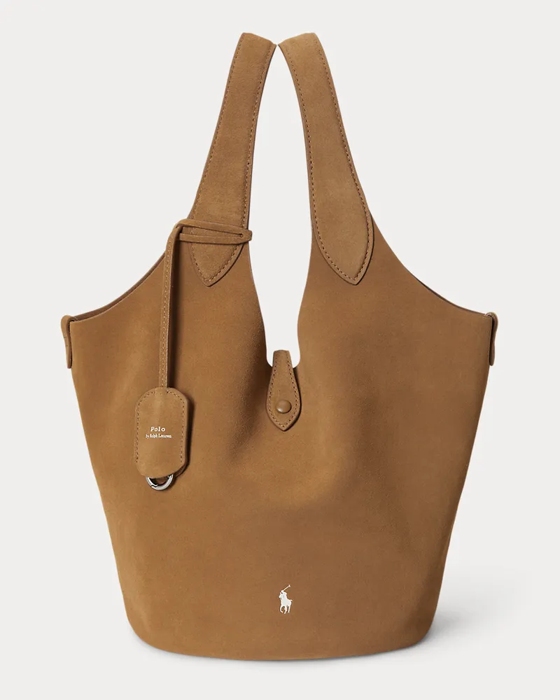 Ralph Lauren Wildleder-Tragetasche Polo Play Brown
