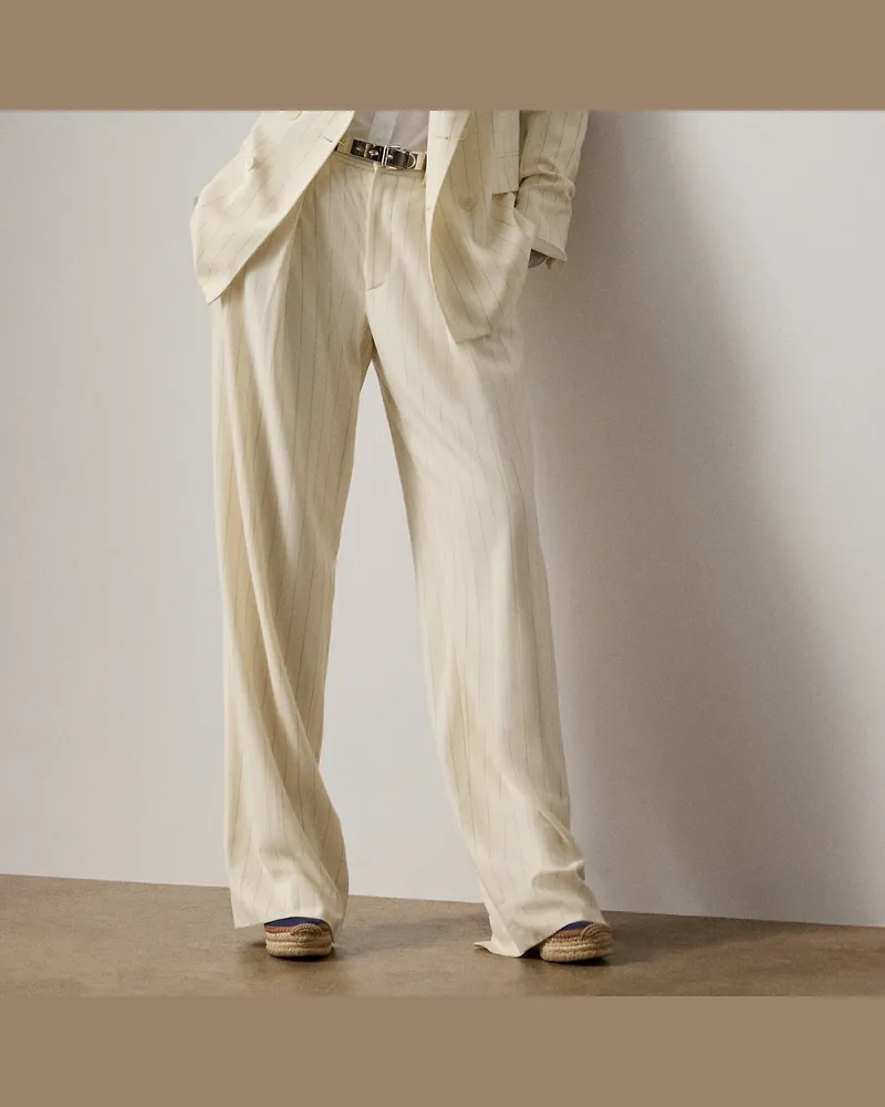 Ralph Lauren Gestreifte Wollhose Jody Cream