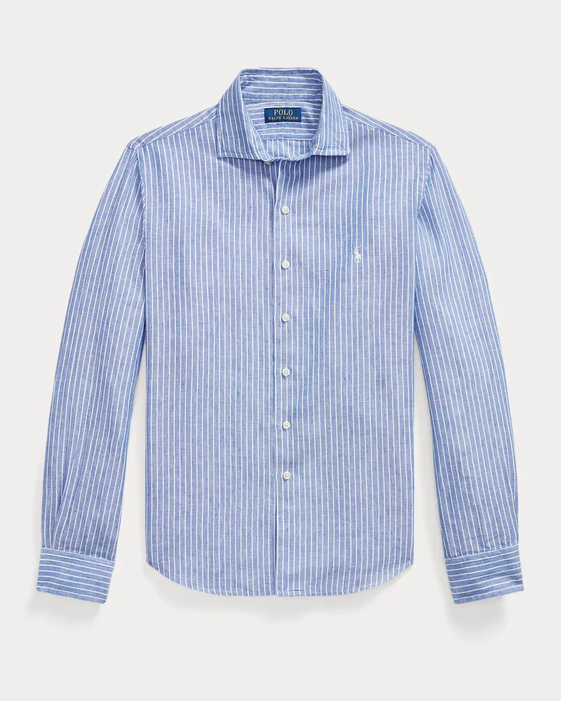 Ralph Lauren Custom-Fit Seersucker-Hemd mit Streifen Blue