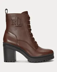 Ralph Lauren Stiefelette Cameron aus poliertem Leder Brown