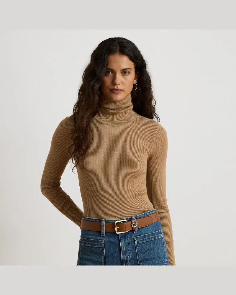 Ralph Lauren Gerippter Rollkragenpullover Tan