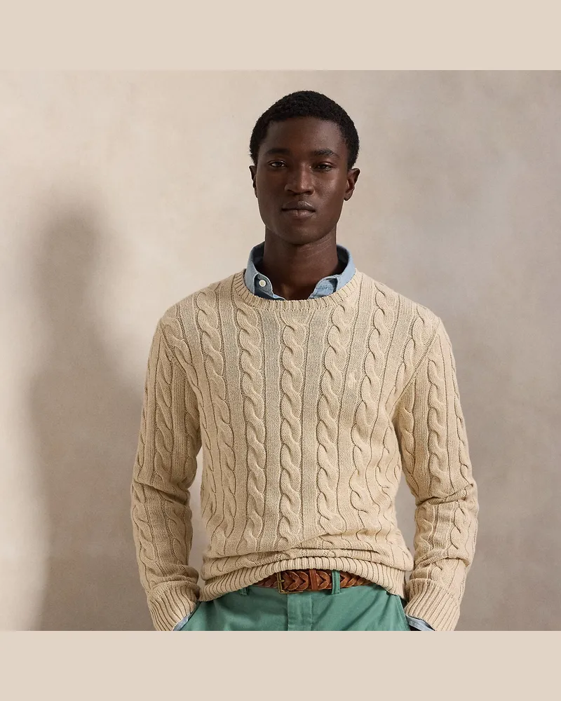 Ralph Lauren Baumwollpullover mit Zopfmuster Brown