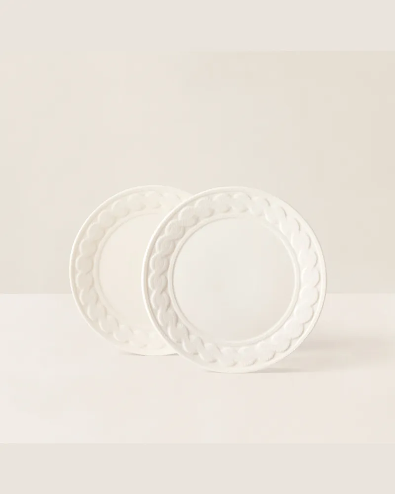 Ralph Lauren Home Keramikteller-Geschenkset mit Zopfmuster Cream