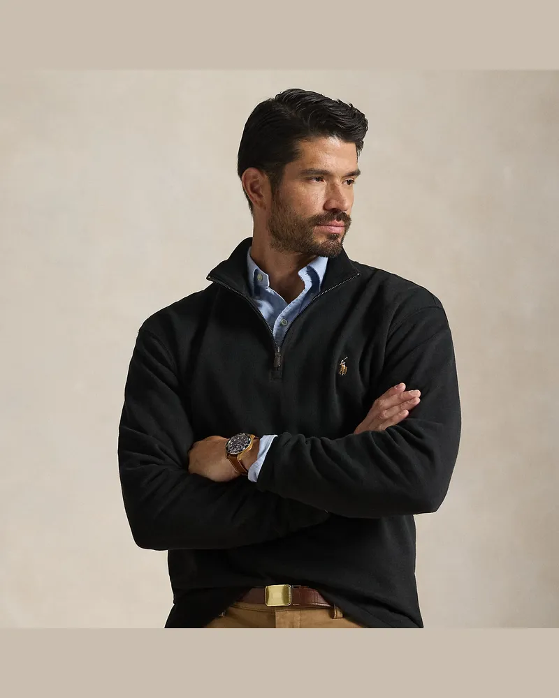 Ralph Lauren Große Größen - Rippenpullover mit Viertelreißverschluss Black
