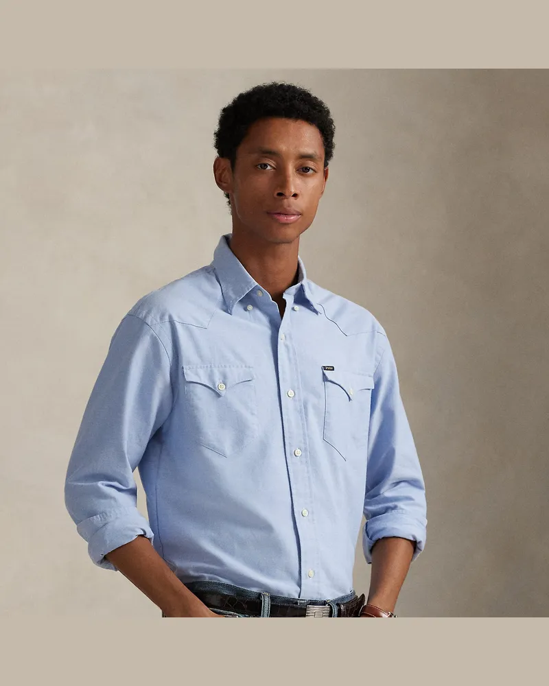 Ralph Lauren Classic-Fit Western-Oxfordhemd Blue