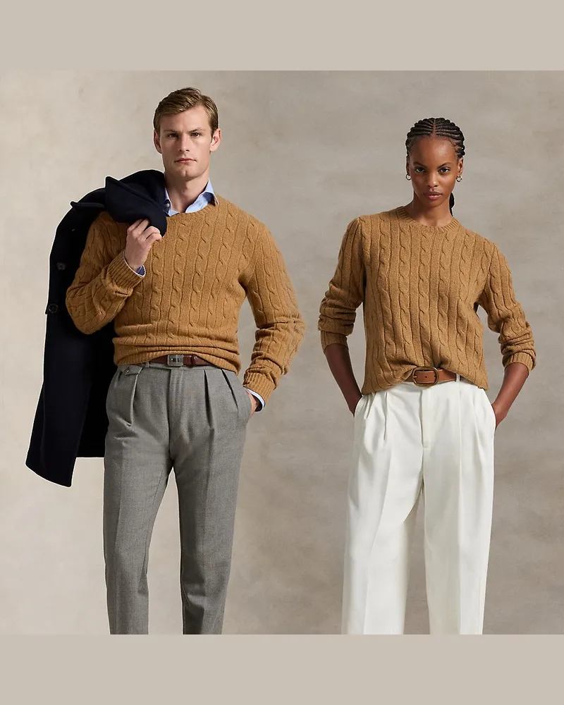 Ralph Lauren Der Kaschmirpullover mit Zopfmuster Brown