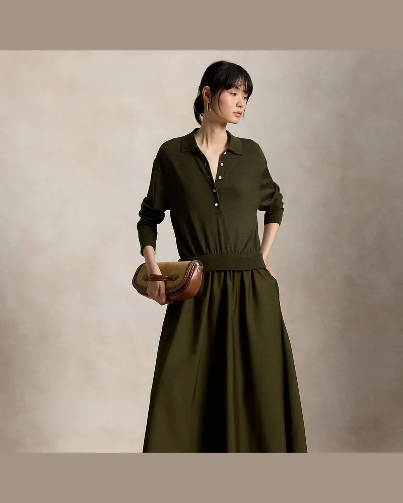 Ralph Lauren Hybrid-Strickkleid mit Polo-Oberteil Green