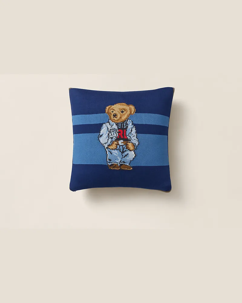 Ralph Lauren Home Denim-Wurfkissen mit Polo Bear Blue