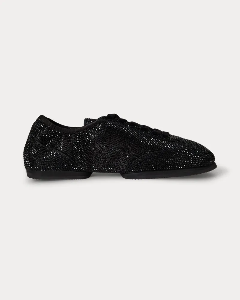 Ralph Lauren Satin-Ballerina-Sneaker mit Verzierung Black