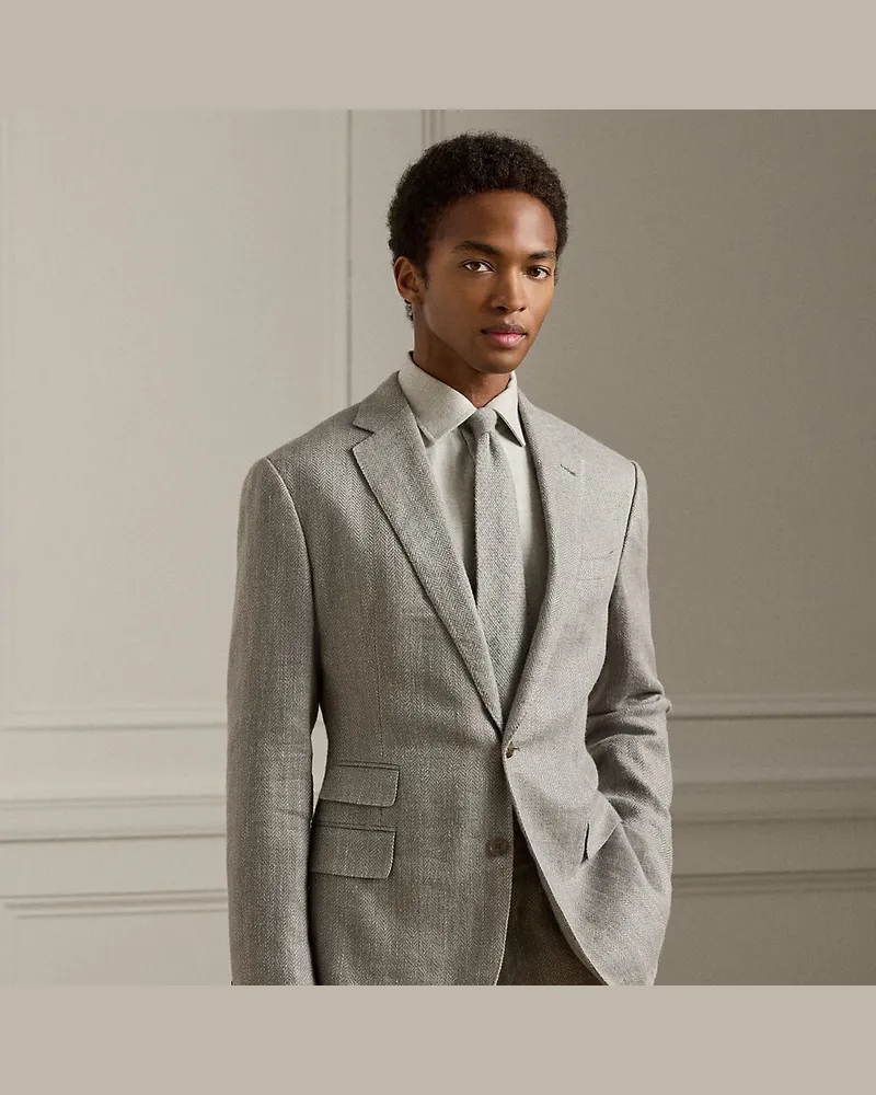 Ralph Lauren Handgeschneiderte Fischgratjacke Kent Grey