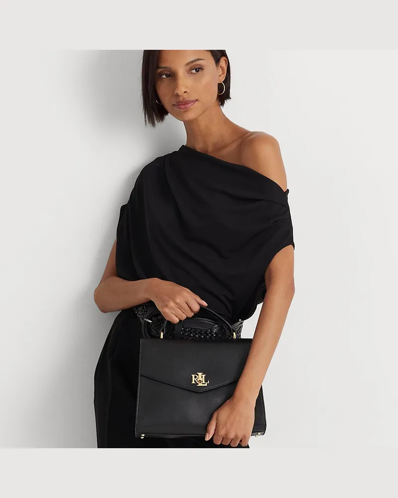 Ralph Lauren Mittelgroße Leder-Umhängetasche Farrah Black