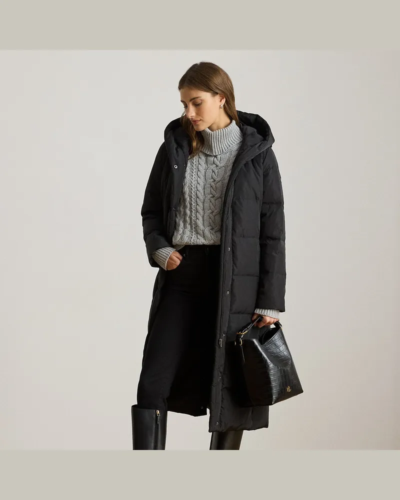 Ralph Lauren Daunen-Puffermantel mit Kapuze Black
