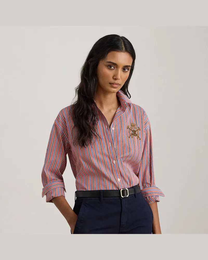 Ralph Lauren Gestreiftes Relaxed-Fit Baumwollhemd Orange