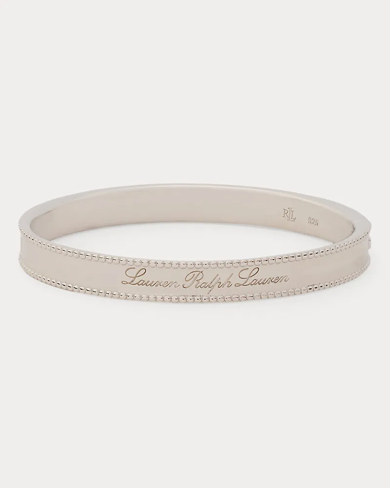 Ralph Lauren Sterling Silver Script Logo Hinge Bangle Silver