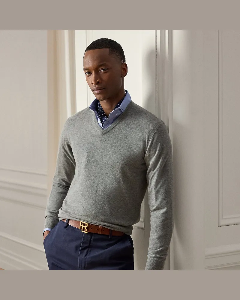 Ralph Lauren Kaschmirpullover mit V-Ausschnitt Grey