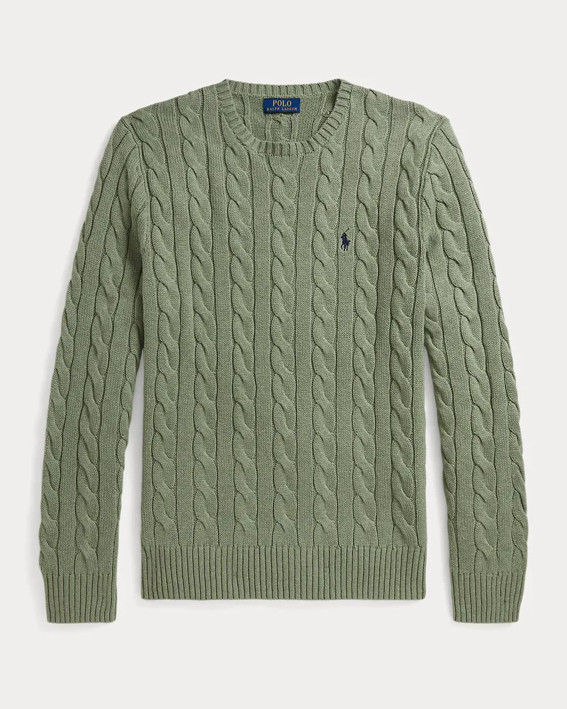 Ralph Lauren Baumwollpullover mit Zopfmuster Green