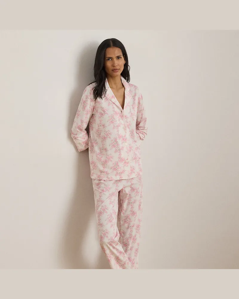 Ralph Lauren Geblümter Jersey-Pyjama mit Baumwolle Pink