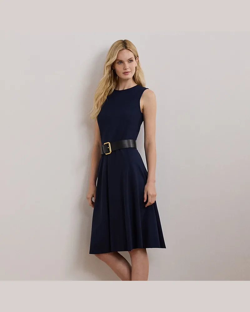 Ralph Lauren Ausgestelltes Kleid aus Ponté Blue