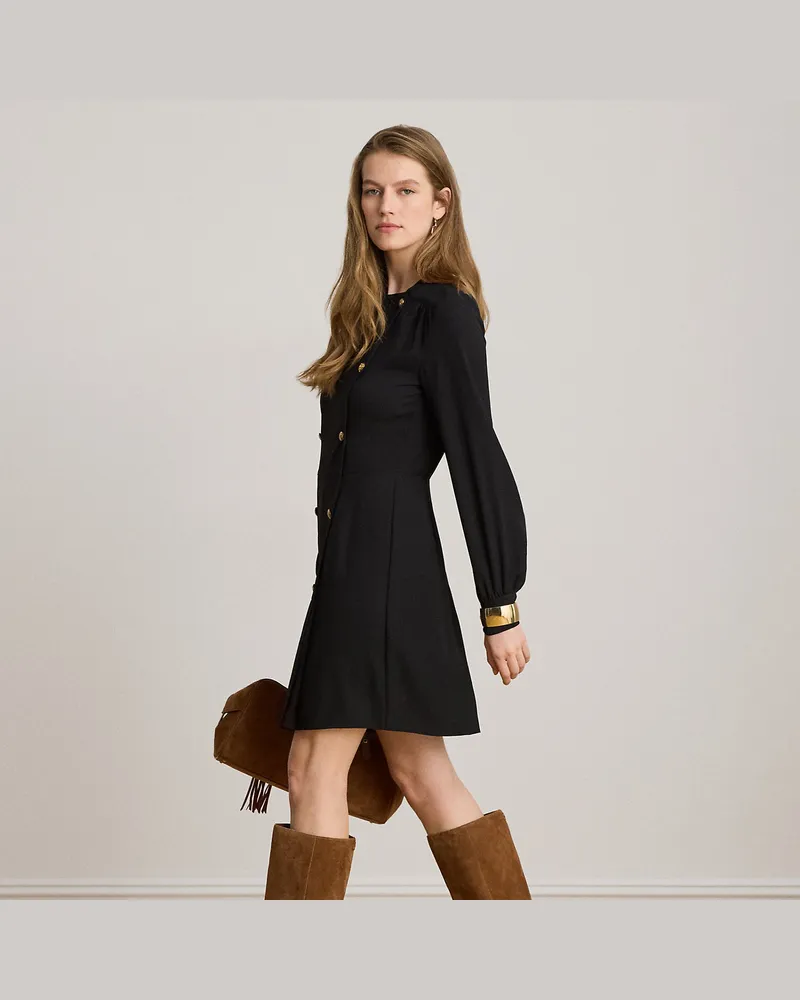 Ralph Lauren Zweireihiges Kleid aus Georgette Black