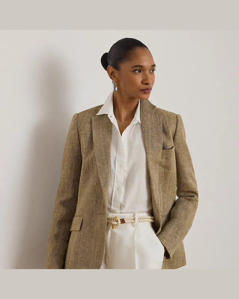 Ralph Lauren Fischgratblazer aus Leinen Natural