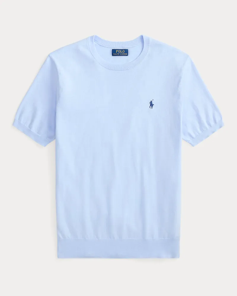 Ralph Lauren Rundhals-Kurzarmpullover aus Baumwolle Blue