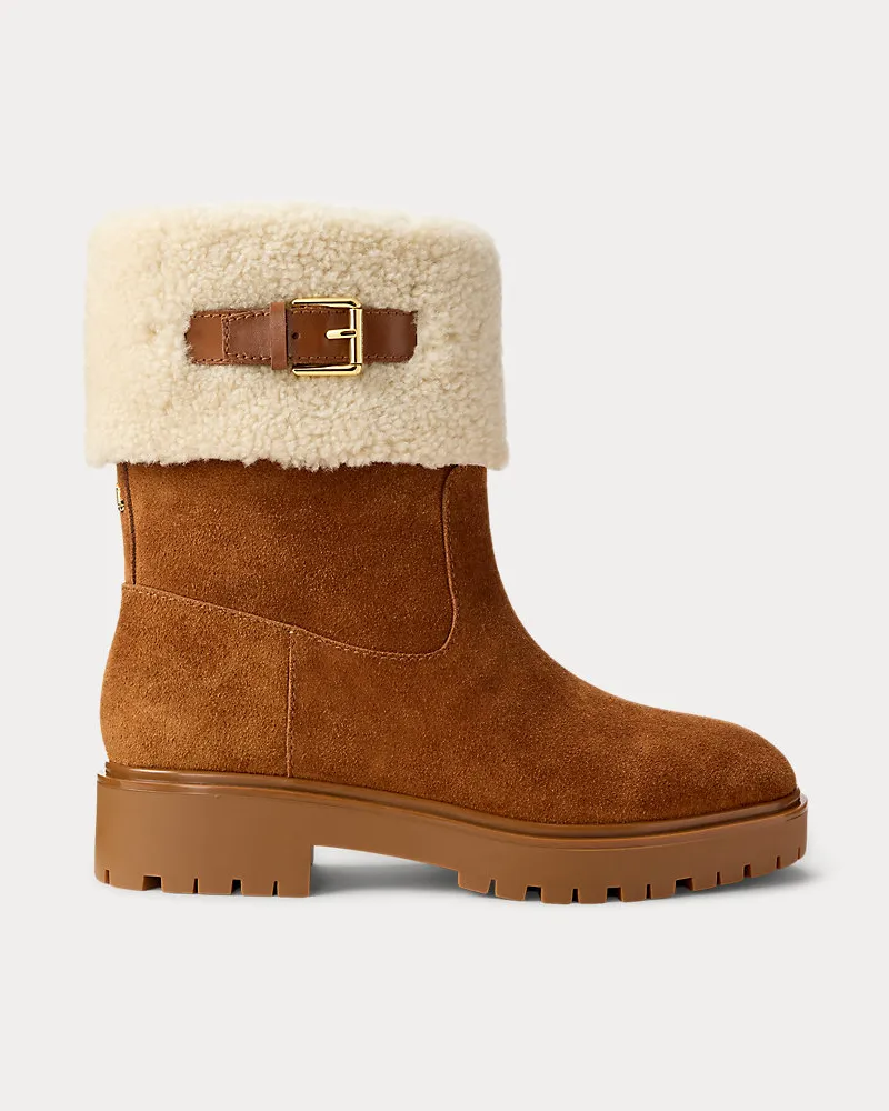 Ralph Lauren Schnürstiefelette Allyson mit Lammfell Brown