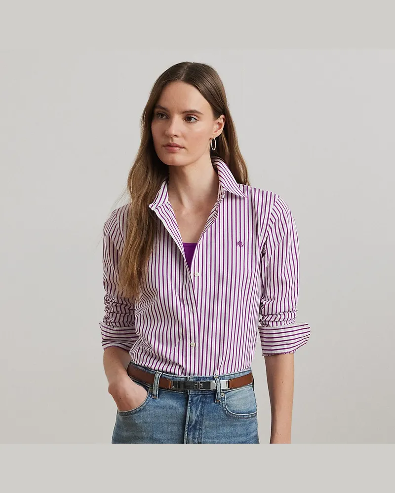 Ralph Lauren Gestreiftes Classic-Fit Baumwollhemd Purple
