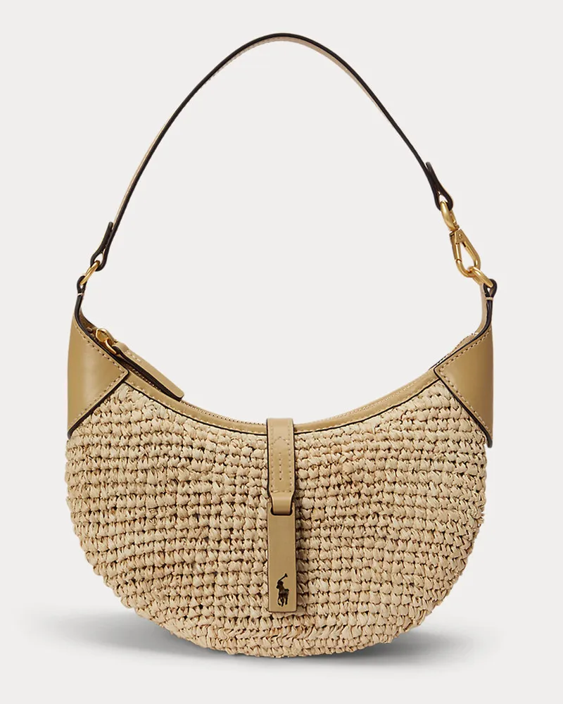 Ralph Lauren Mini-Schultertasche Polo ID aus Bast Tan