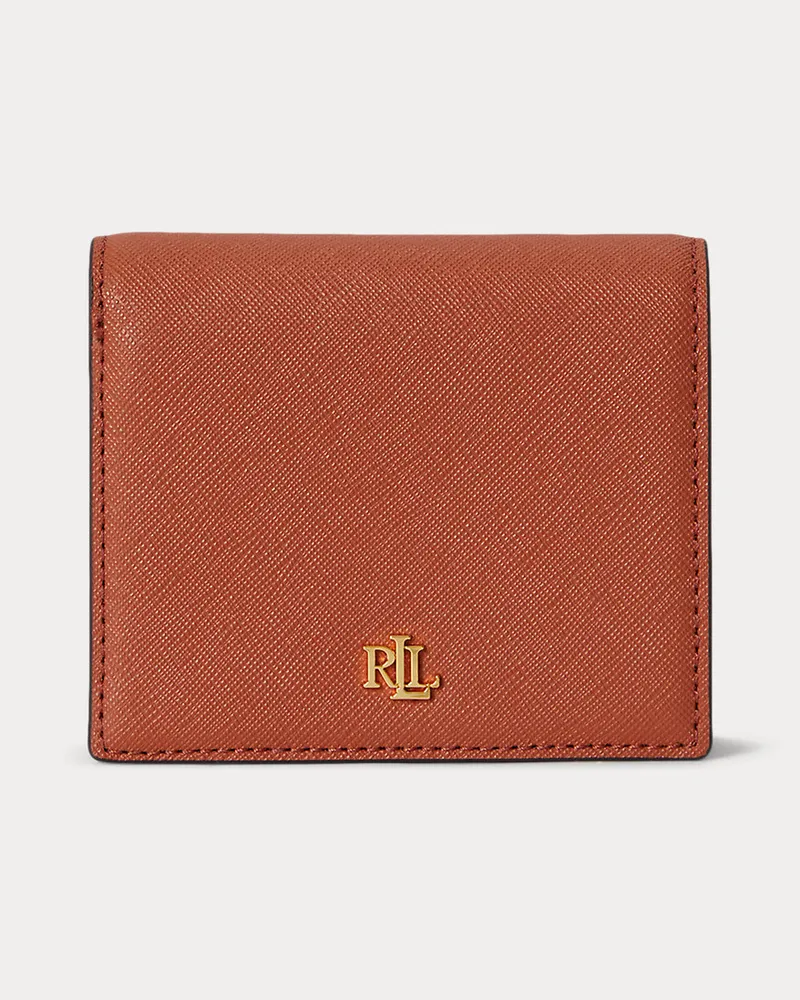 Ralph Lauren Kompakte Brieftasche aus Schraffurleder Red