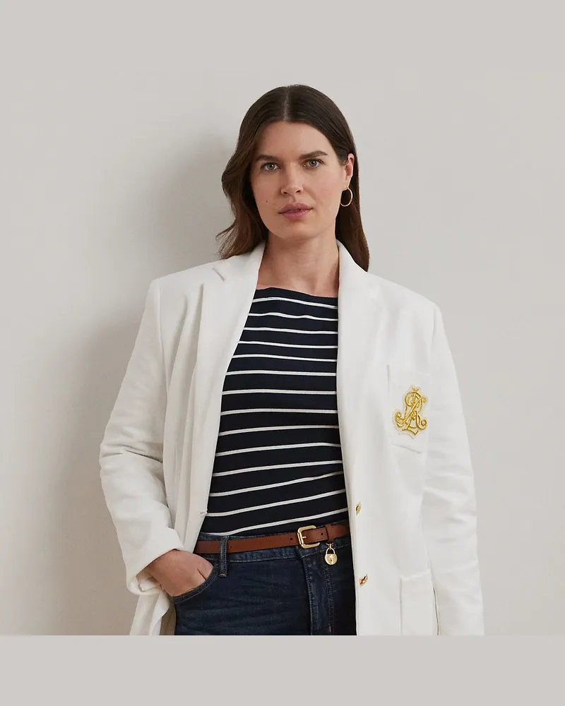 Ralph Lauren Plus Größen - Jacquardblazer mit Bouillonstickerei White