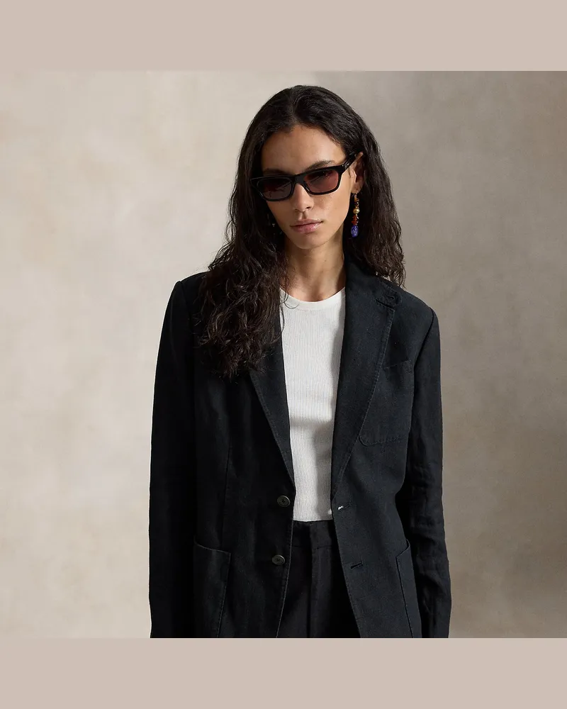 Ralph Lauren Einreihiger Leinenblazer Black