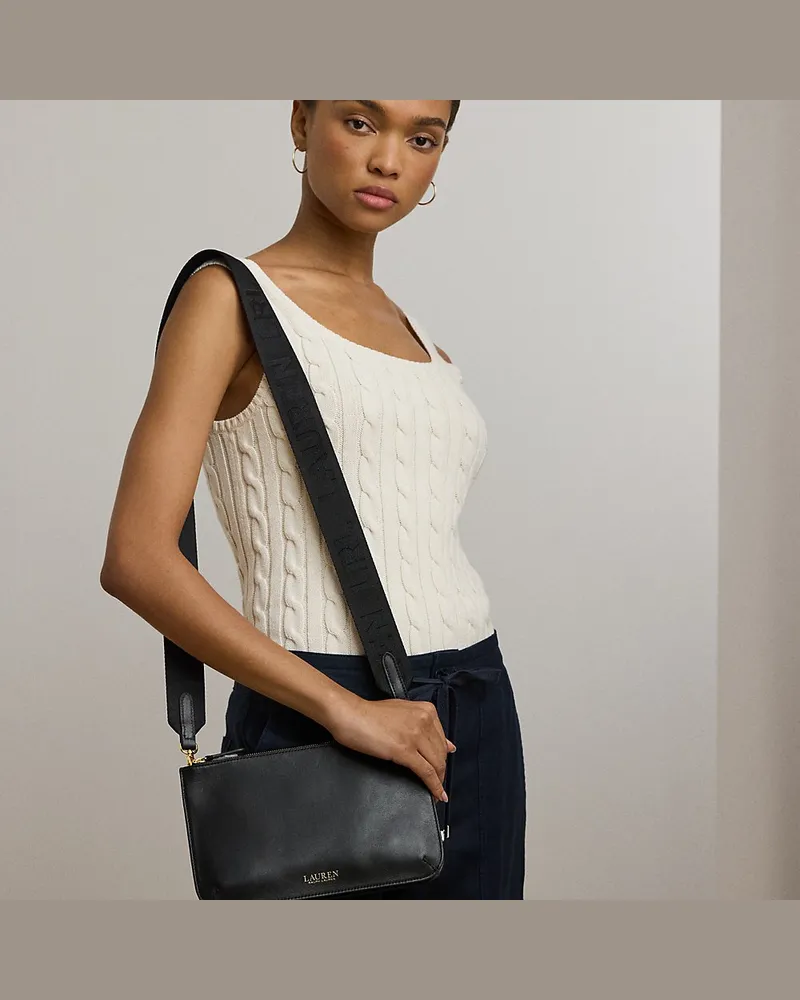 Ralph Lauren Mittelgroße Leder-Umhängetasche Landyn Black