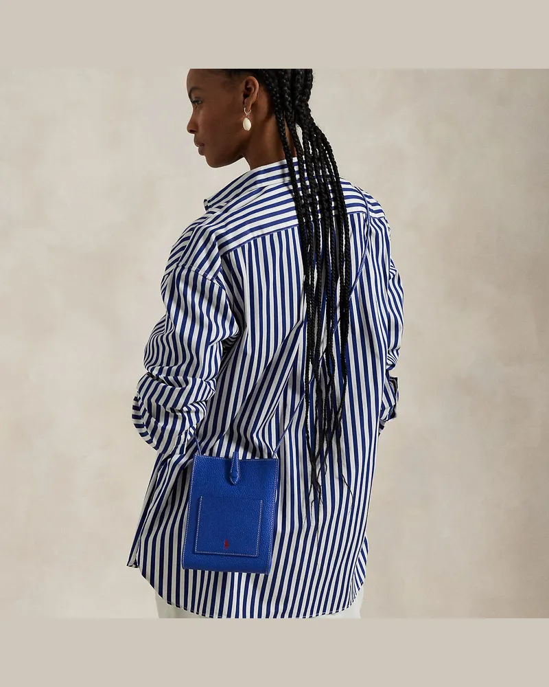 Ralph Lauren Umhängetasche Polo Play aus Leder Blue