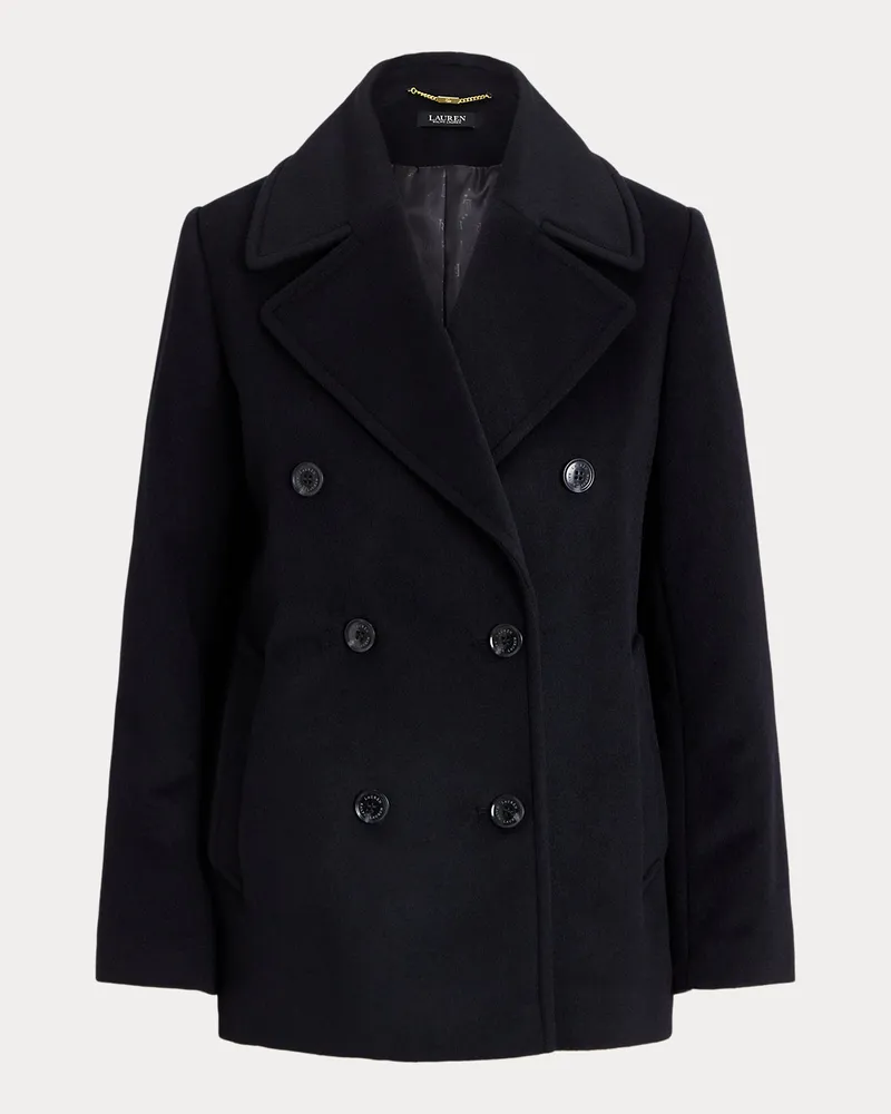 Ralph Lauren Zweireihiger Mantel mit Oversize-Kragen Black