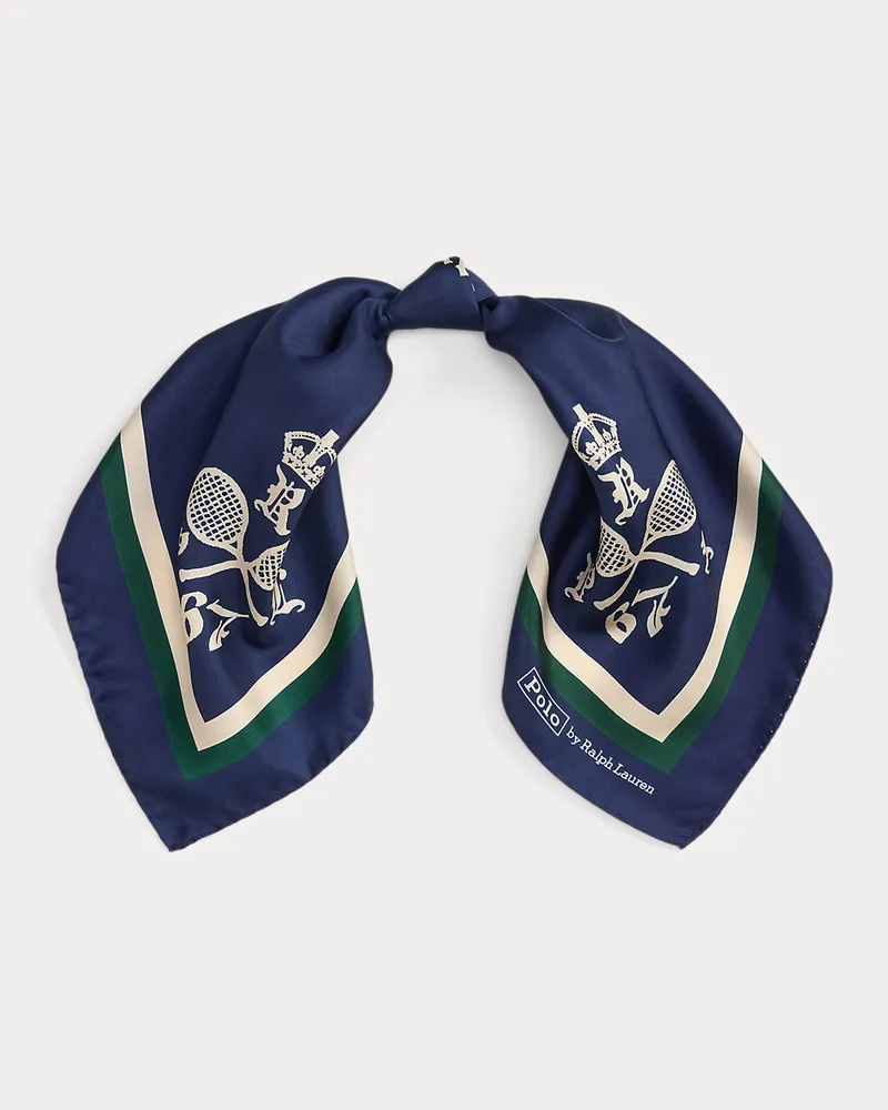 Ralph Lauren Seidenbandana mit Wappen Blue