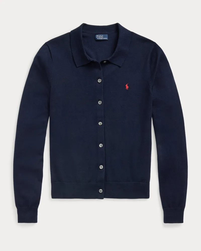 Ralph Lauren Polo-Strickjacke aus Baumwollmischung Blue