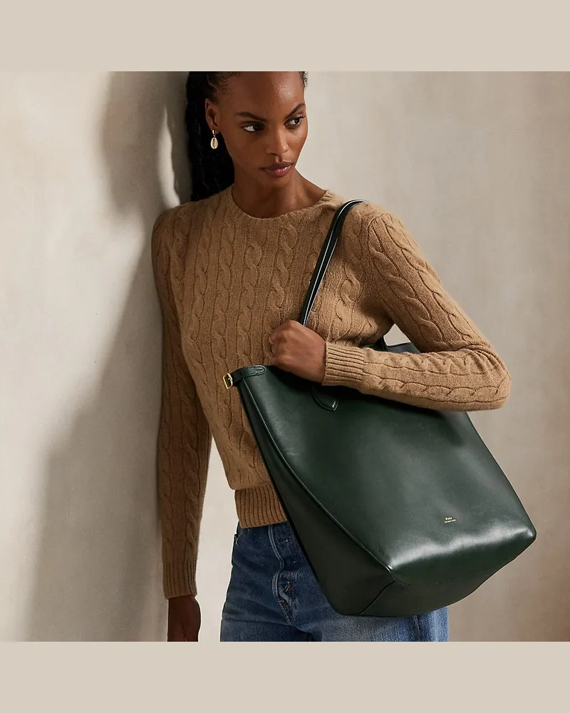 Ralph Lauren Vertikale Tragetasche Bellport aus Leder Green